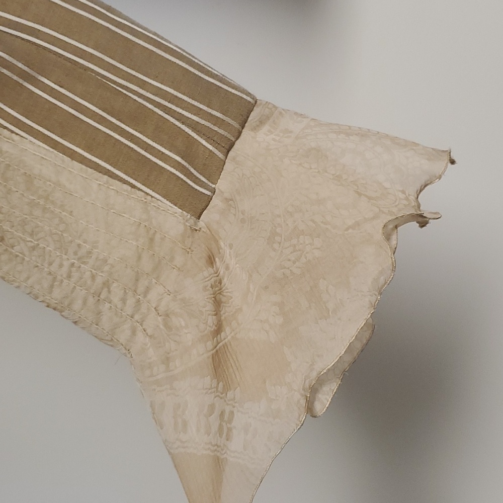 Armani Collezioni - Tan & White Pin Striped Linen & Silk Jacket Sz 14 - Picture 5 of 9